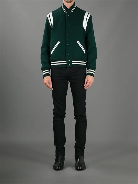 ysl varsity jacket olive|saint laurent jacket green teddy.